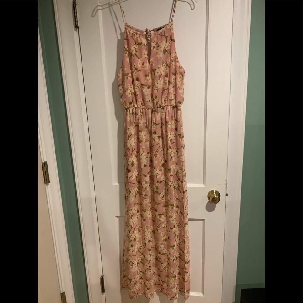 Pink flower maxi dress
